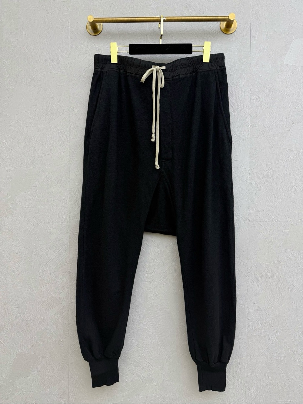 Rick Owens Black Jogger Sweatpants with Contrast Drawstring